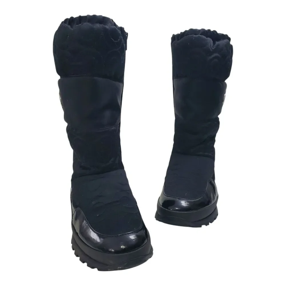 COACH Boots DREXEL Womens Size 7.5 Brown Monogram Stitch Quilted Zip Up A7274